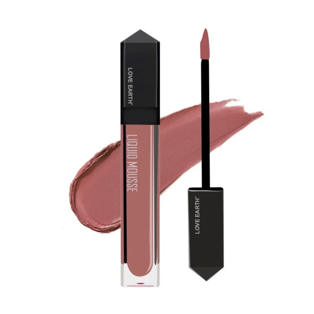 Love Earth Liquid Mousse Lipstick - Bottomless Mimosas Matte Finish | Lasts Up to 12 hours with Vitamin E and Jojoba Oil - 6ml