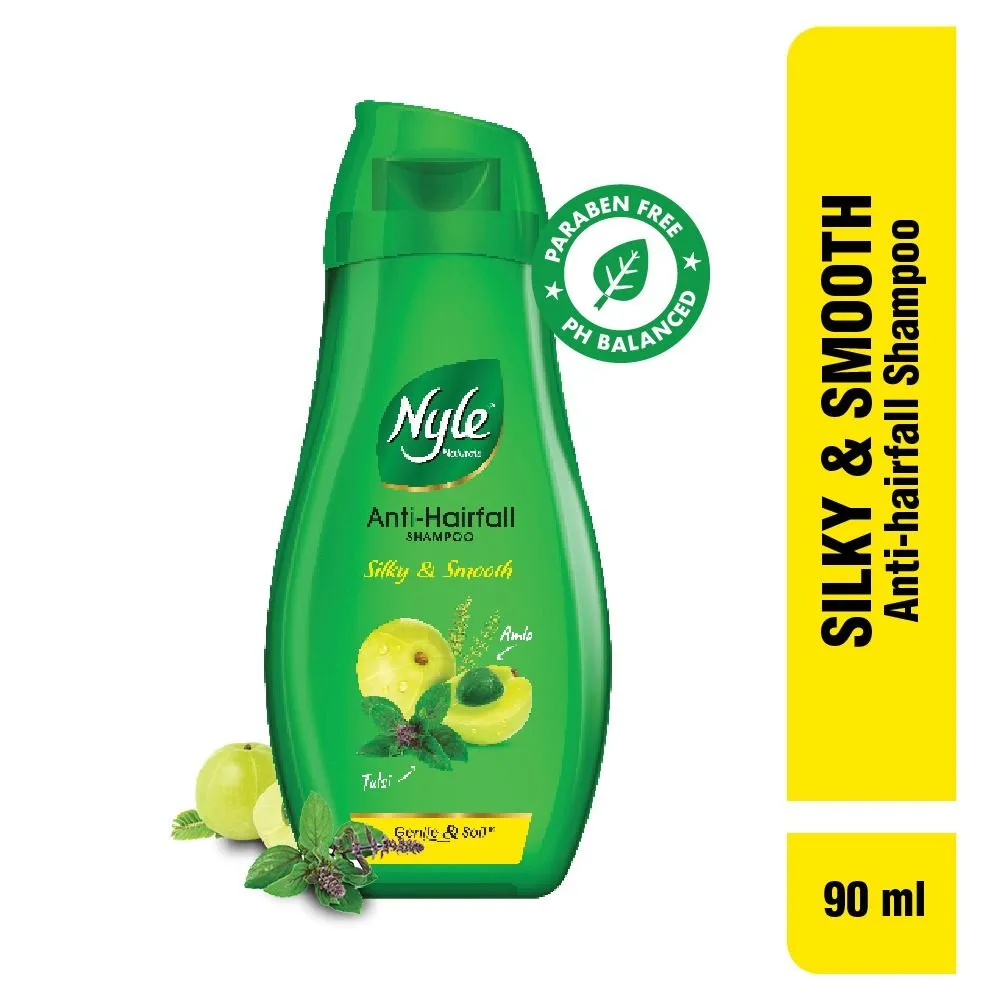 Nyle Naturals Silky & Smooth Anti Hairfall Shampoo with Goodness Of Tulsi & Amla