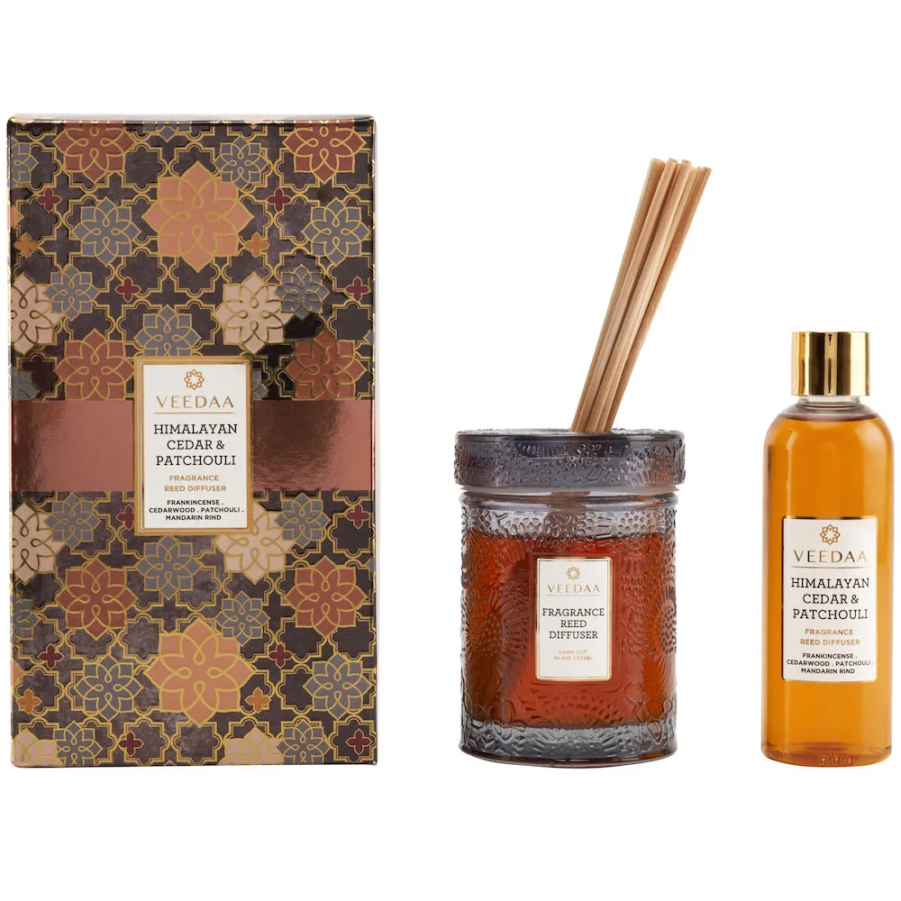 Veedaa Candles Himalayan Cedar & Patchouli Reed Diffuser Set