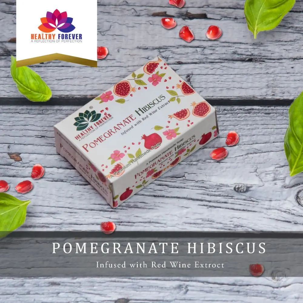 Healthy Forever Sulphate Parabens free Pomegranate Hibiscus Red Wine Soap for Skin Whitening 120 g