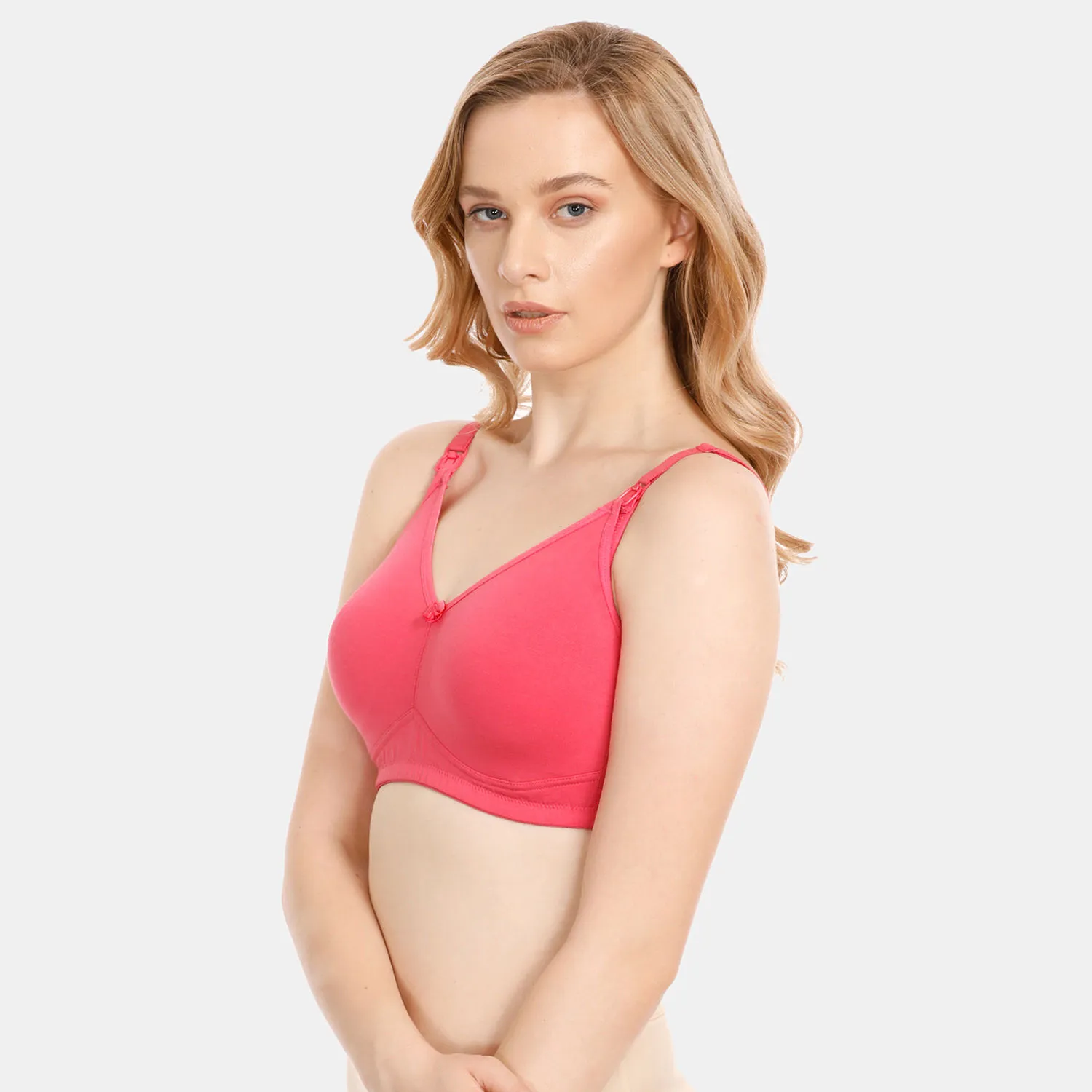 Zivame Double Layered Wirefree Maternity Nursing Bra - Pink (40DD)