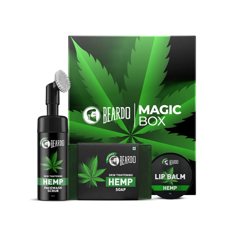 Beardo Magic Box with Hemp Facewash Scrub, Soap and Lip Balm |With Hemp Seed Oil