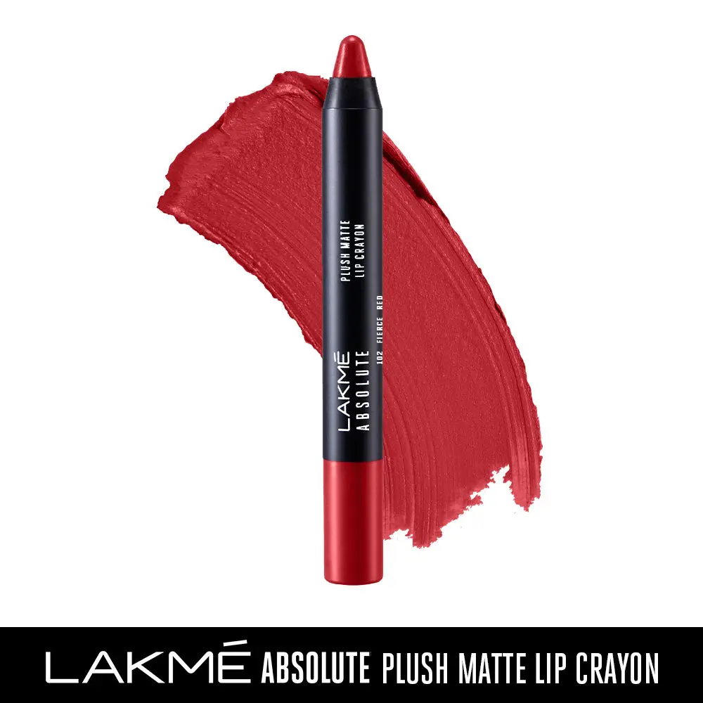 Lakme Absolute Plush Matte Lip Crayon 102 Fierce Red (2.8 g)