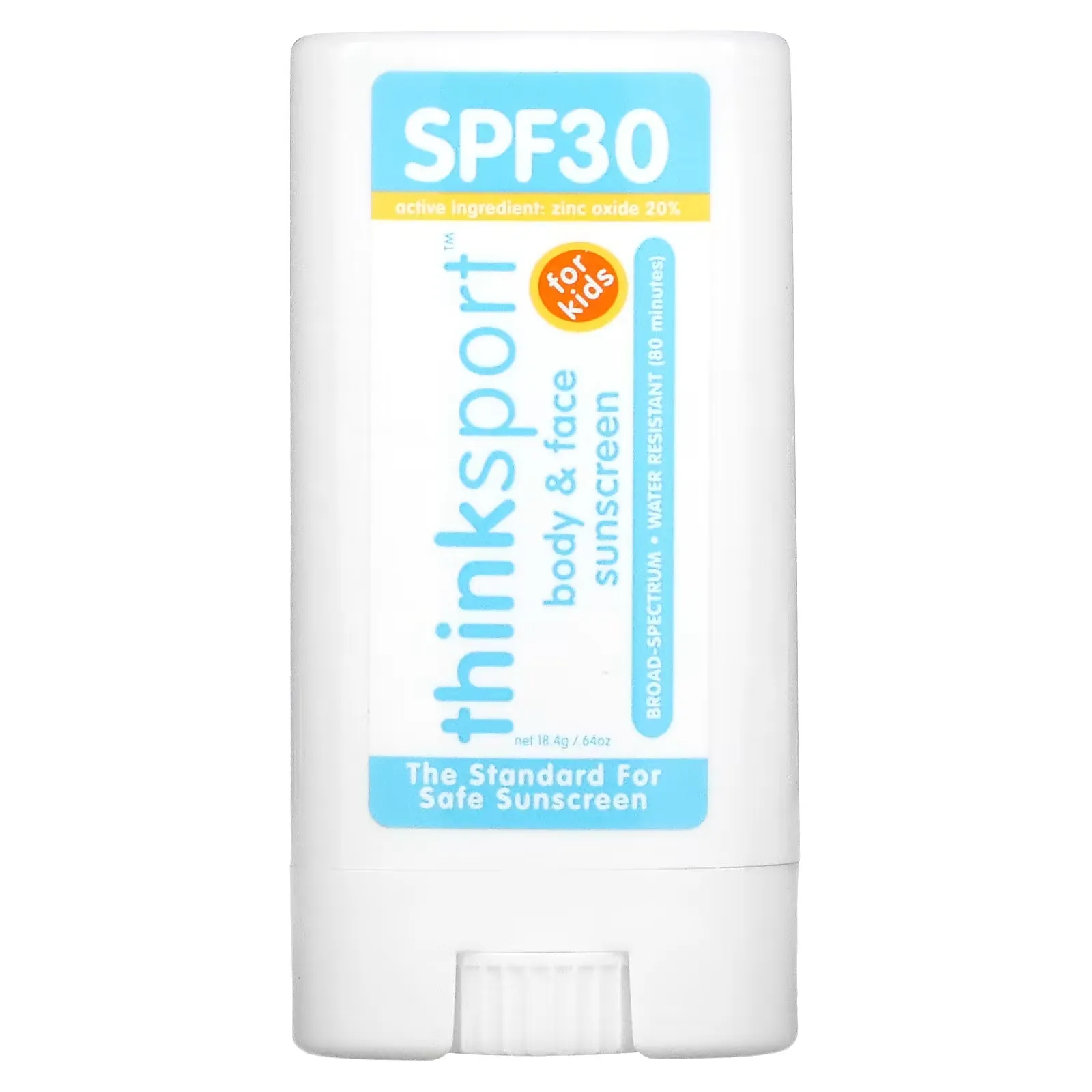 Thinksport, Face & Body Mineral Sunscreen Stick, For Kids, SPF 30, 0.64 oz (18.4 g)