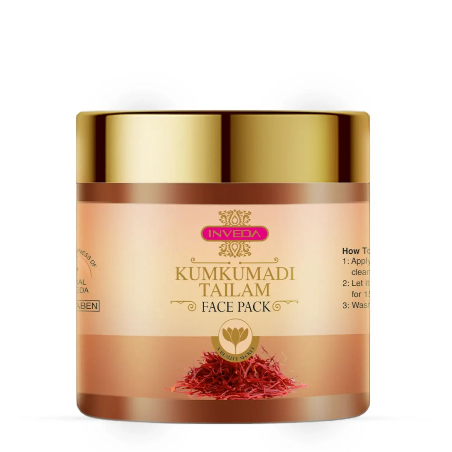 Inveda Kumkumadi Tailam Face Pack for Acne, Pigmentation, Dark Spots, Blemishes with Natural Extracts of Kumkumadi Tailam & Kaolin Clay for Plump Skin, 100ml