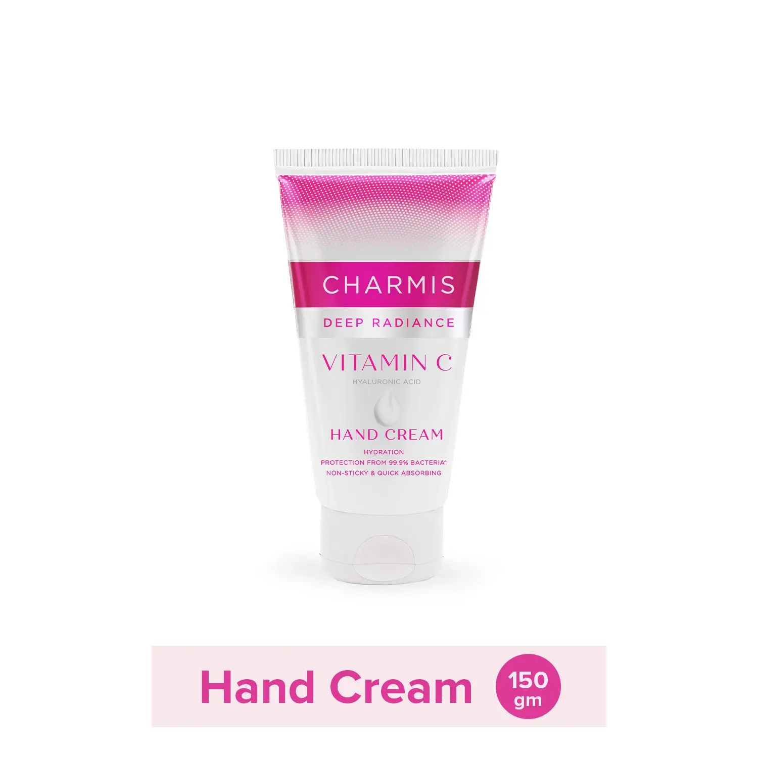 Charmis Deep Radiance Hand Cream 150g with Vitamin C and Hyaluronic Acid for Protection from 99.9% Bacteria and Hydrated Hands, Non Sticky and Quick Absorbing