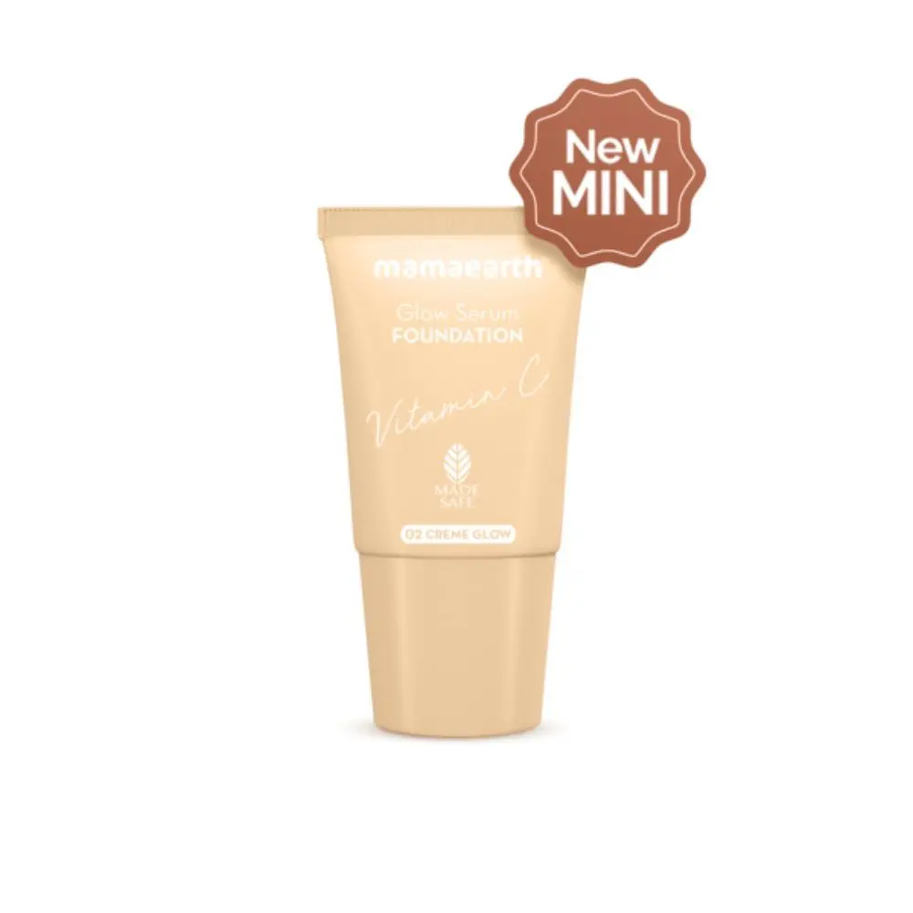 Mamaearth Glow Serum Foundation Mini Tube with Vitamin C & Turmeric - 18 ml - 02 Creme Glow