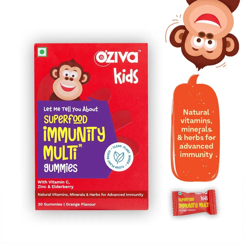 OZiva Kids Superfood Immunity Multi Gummies (with Vitamin C, Zinc and Elderberry) to support advanced immunity