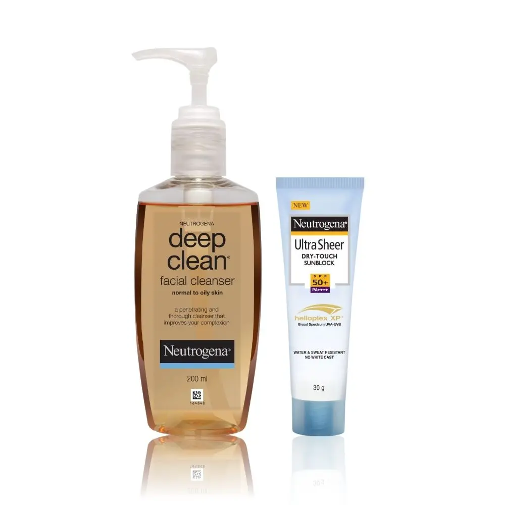 Neutrogena Deep Clean Facial Cleanser - 200 ml | Neutrogena Ultra Sheer Spf 50 Cream - 30 ml