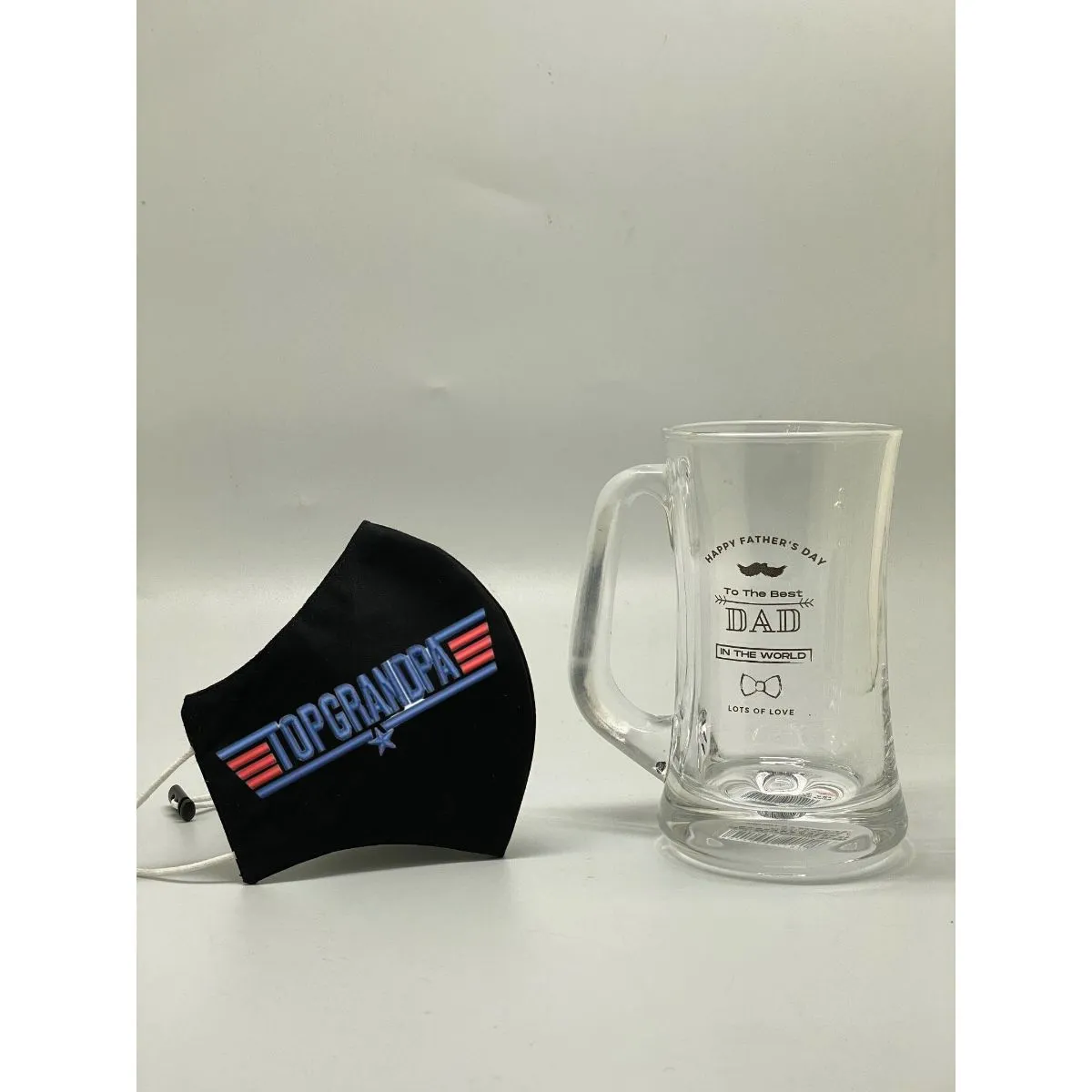 The Tie Hub Top Grandpa blue Face Mask with Beer Mug