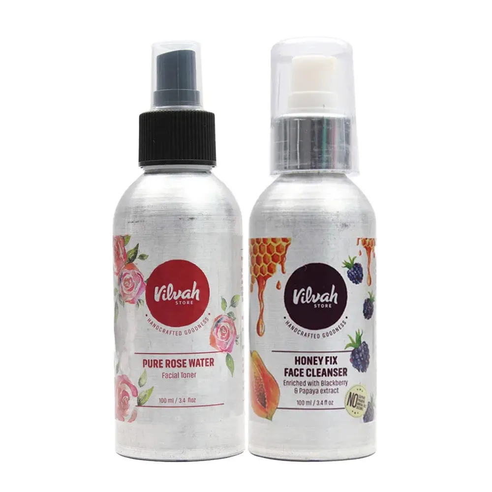 Vilvah Facewash & Rosewater Toner Kit