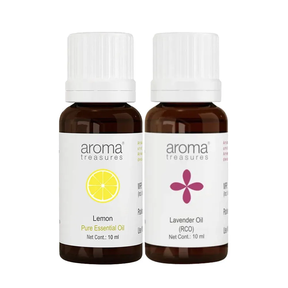 Aroma Treasures Lavender and Lemon Pure Essential Oil Combo Pack