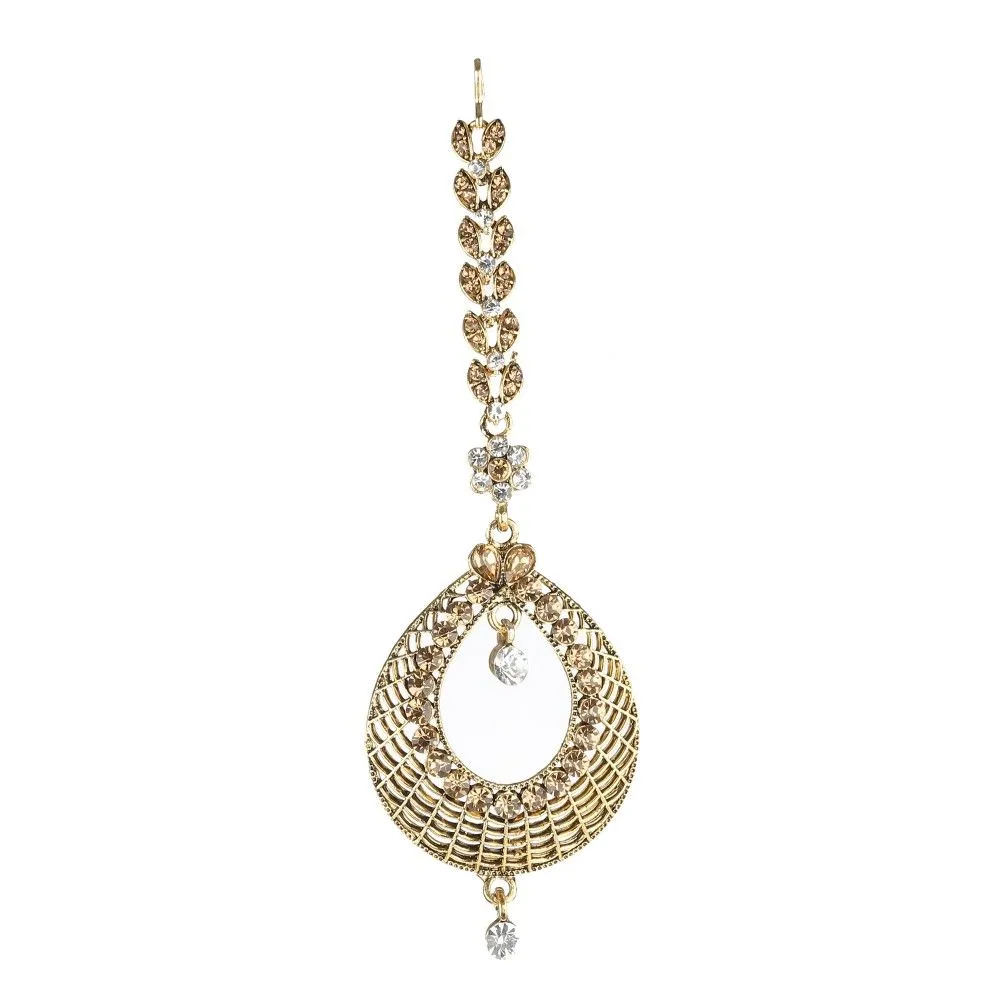 Anika's Creation Elegant Stone Studded Gold Plated Maang Tikka