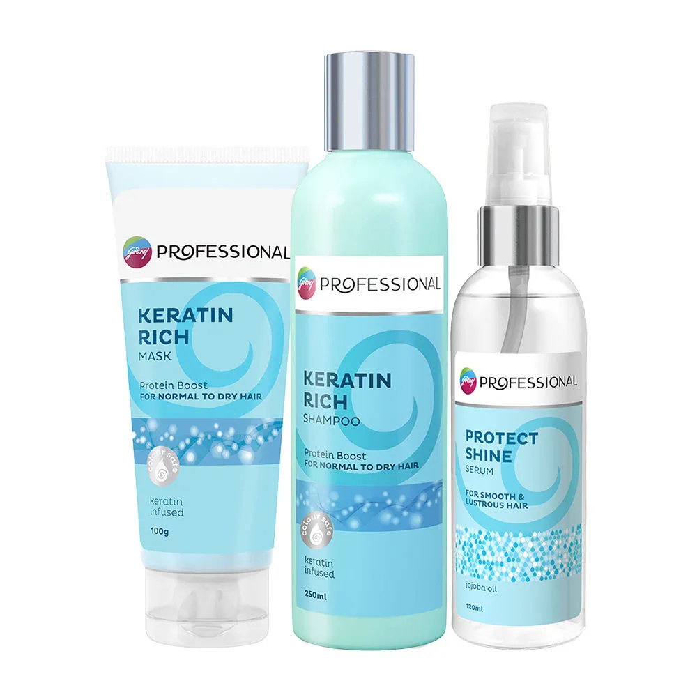 Godrej Professional Keratin Rich Shampoo & Mask With Hydrolysed Keratin & Protect Shine Serum