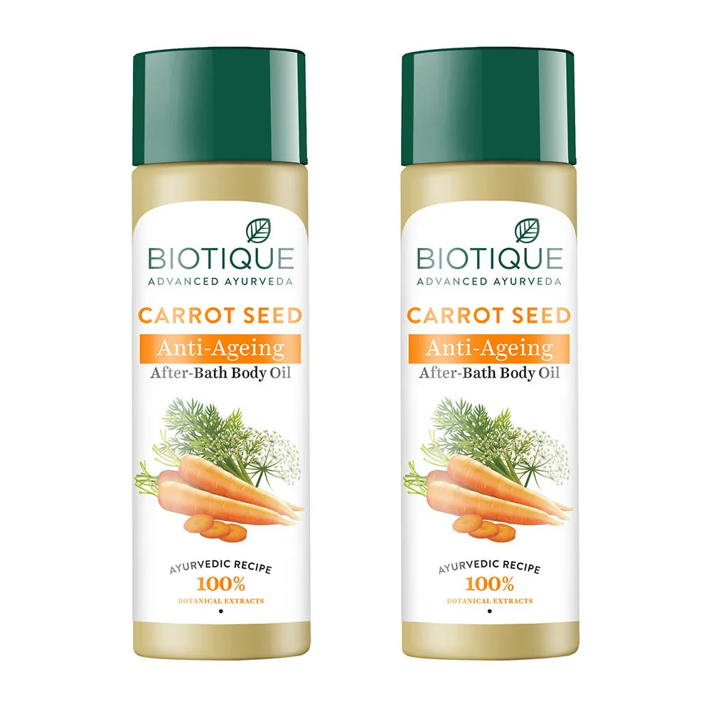 Biotique Bio Carrot Seed Anti-Aging After-Bath Body Oil (Pack of 2)