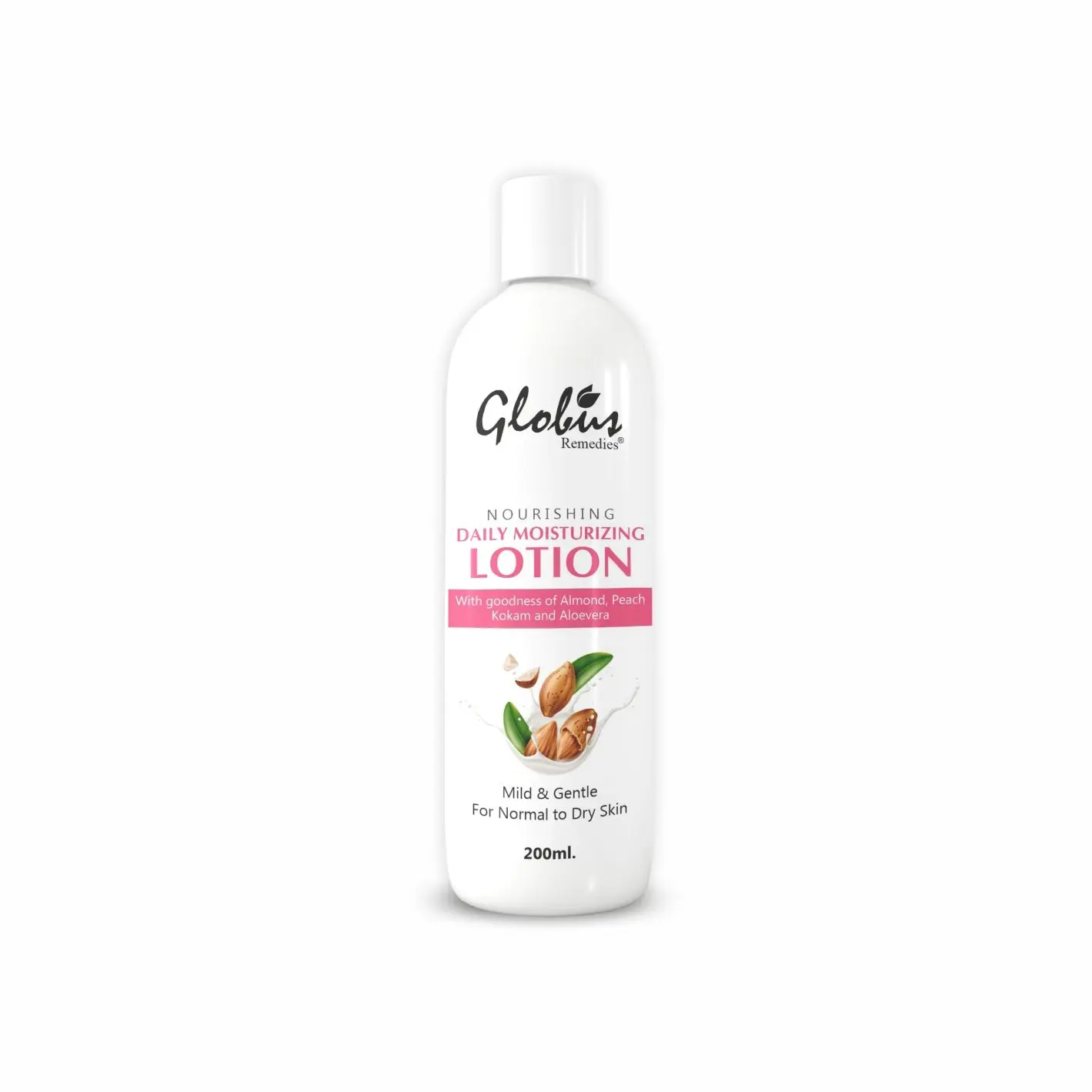 Globus Remedies Nourishing & Daily Moisturizing Body Lotion, For Silky Smooth Skin, With Goodness of Almond, Aloe Vera & Peach & Kokum Butter, 200ml