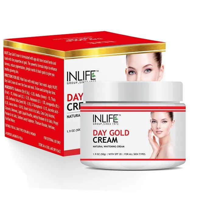 INLIFE Natural Day Gold Cream 50gm With SPF 20 For Skin Whitening