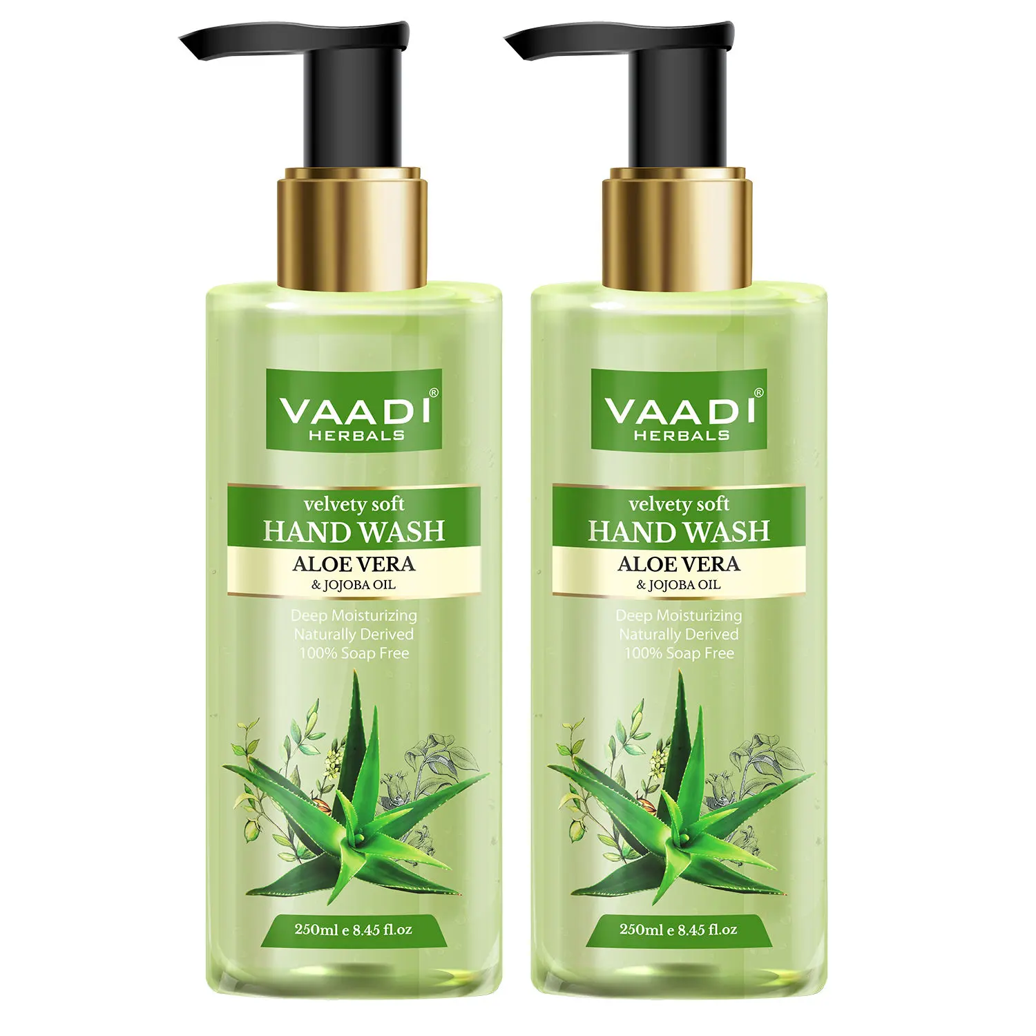 Vaadi Herbals Pack of 2 Velvety Soft Aloe Vera & Jojoba Oil Hand Wash (250 ml x 2)