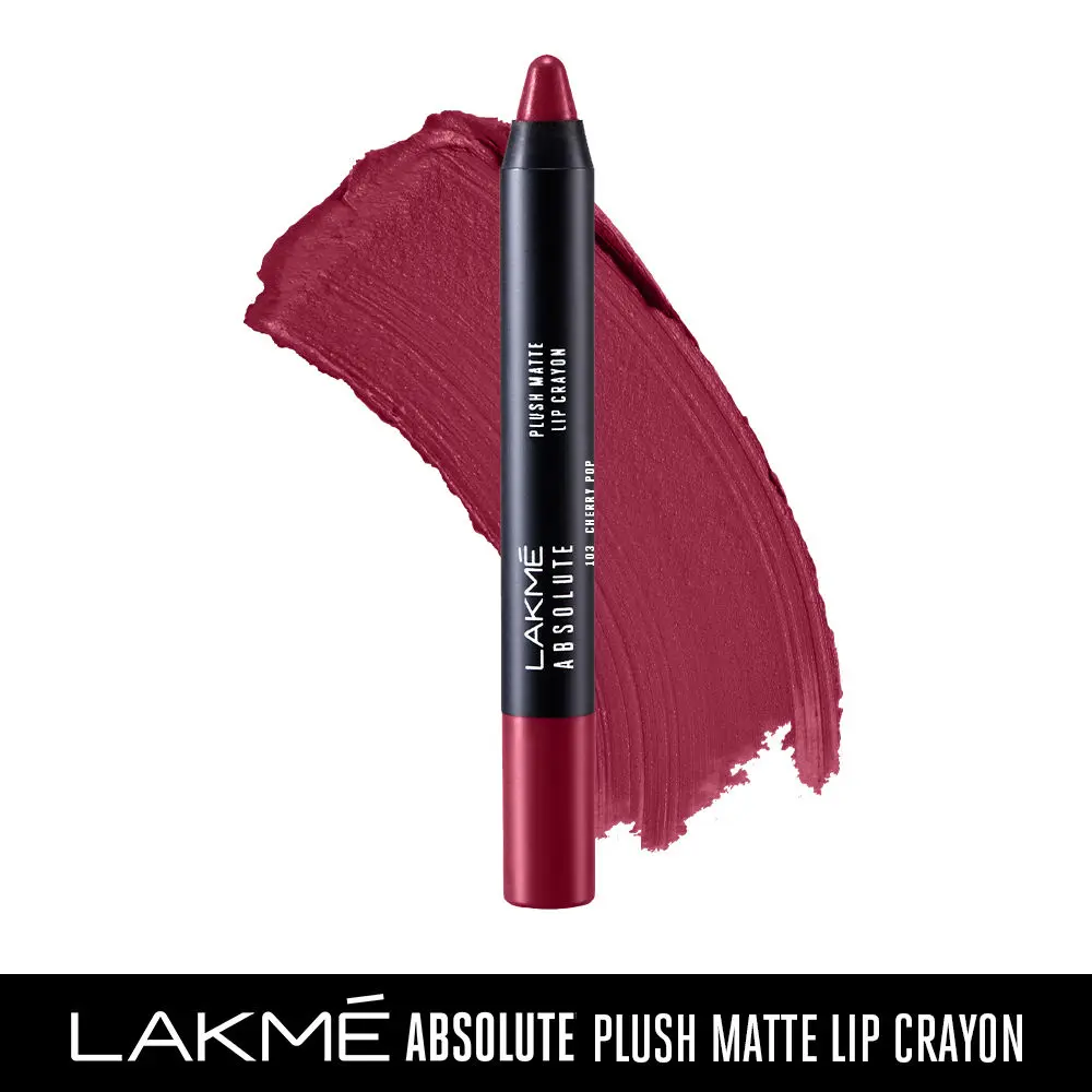 Lakme Absolute Plush Matte Lip Crayon 103 Cherry Pop (2.8 g)