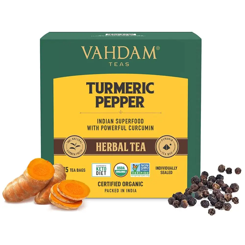 VAHDAM Turmeric Pepper Herbal Tea,  Natural  15 Piece(s)/Pack