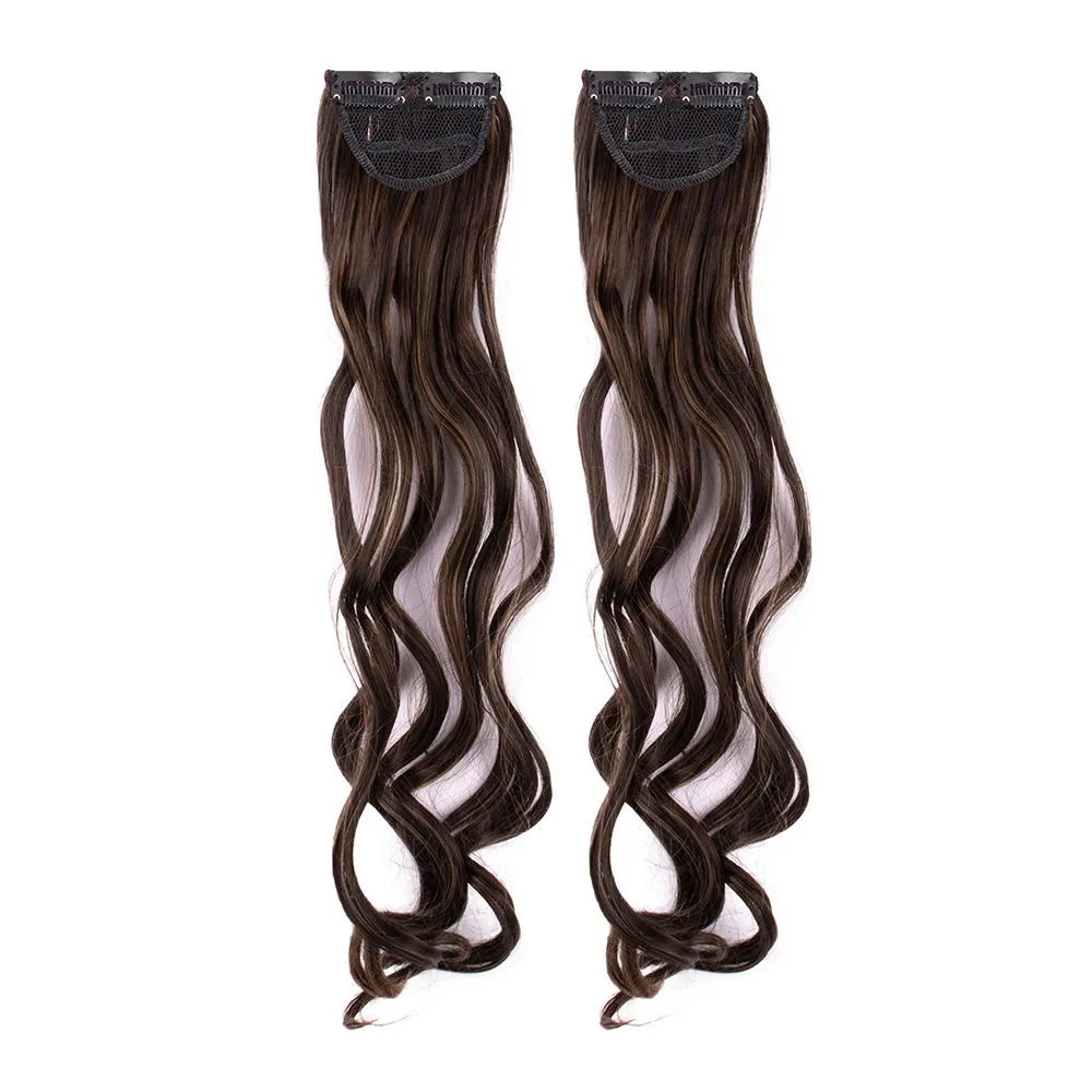 Streak Street Clip-in 20 Curly Mix-brown Side Patches (2pcs Set)