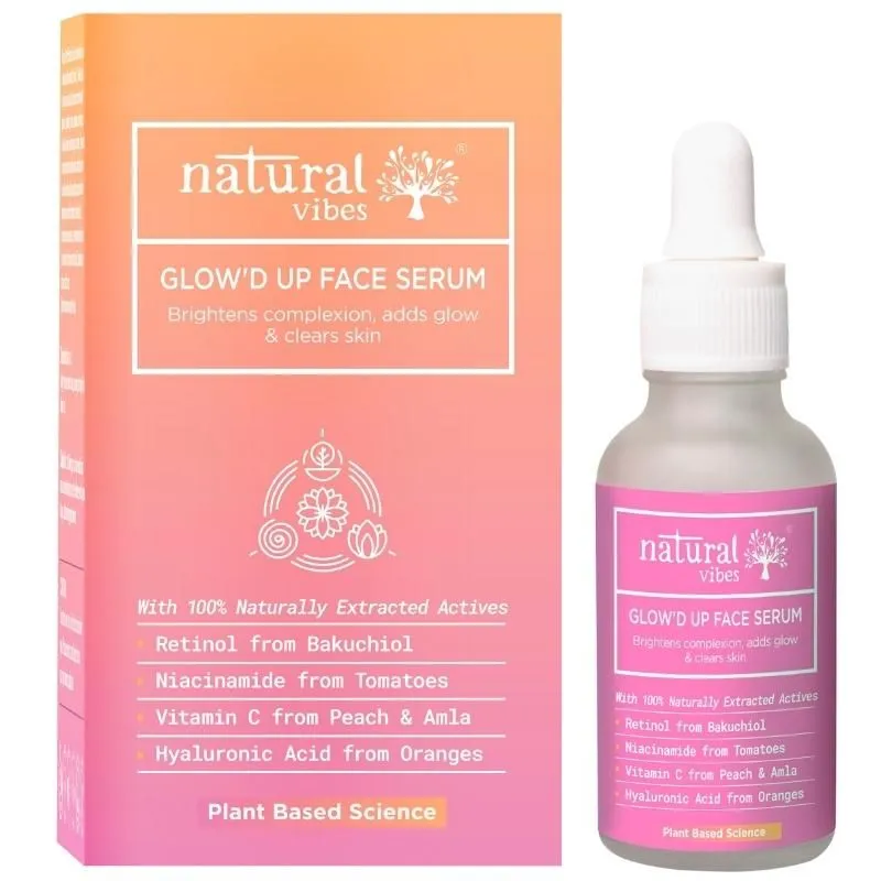 Natural Vibes Glow 'd Up Face Serum With Plant Based Niacinamide, Vitamin C