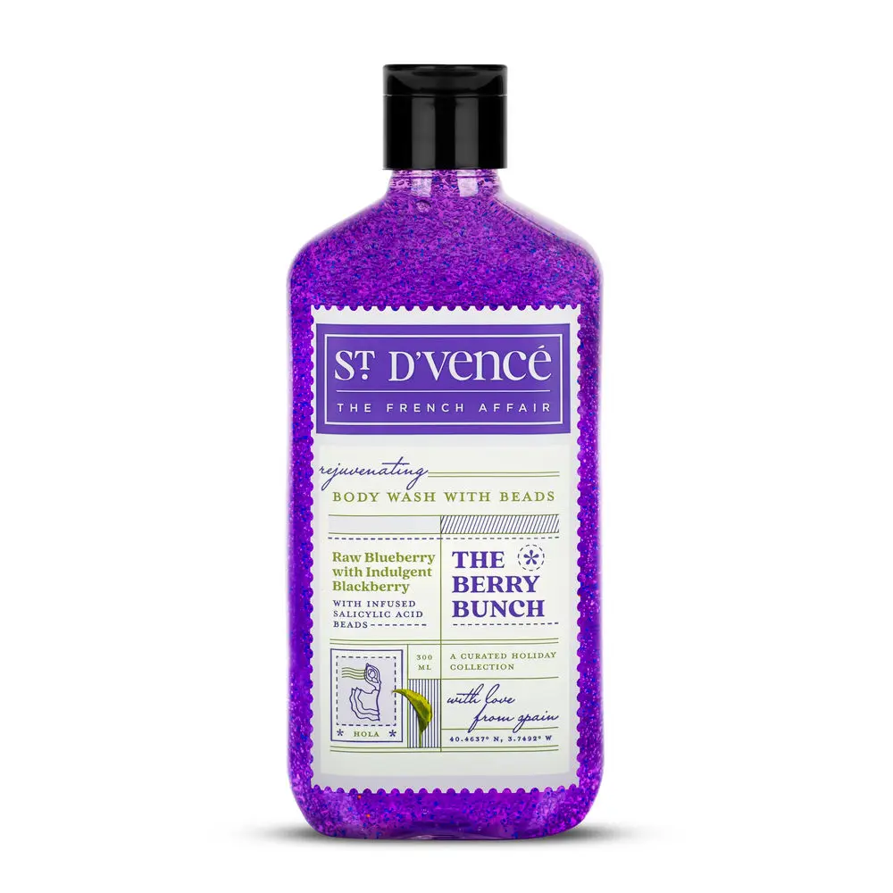 St. D'vence The Berry Bunch Body Wash with Salicylic Acid Beads- Controls Body & Back Acne | Sulphates & Paraben Free