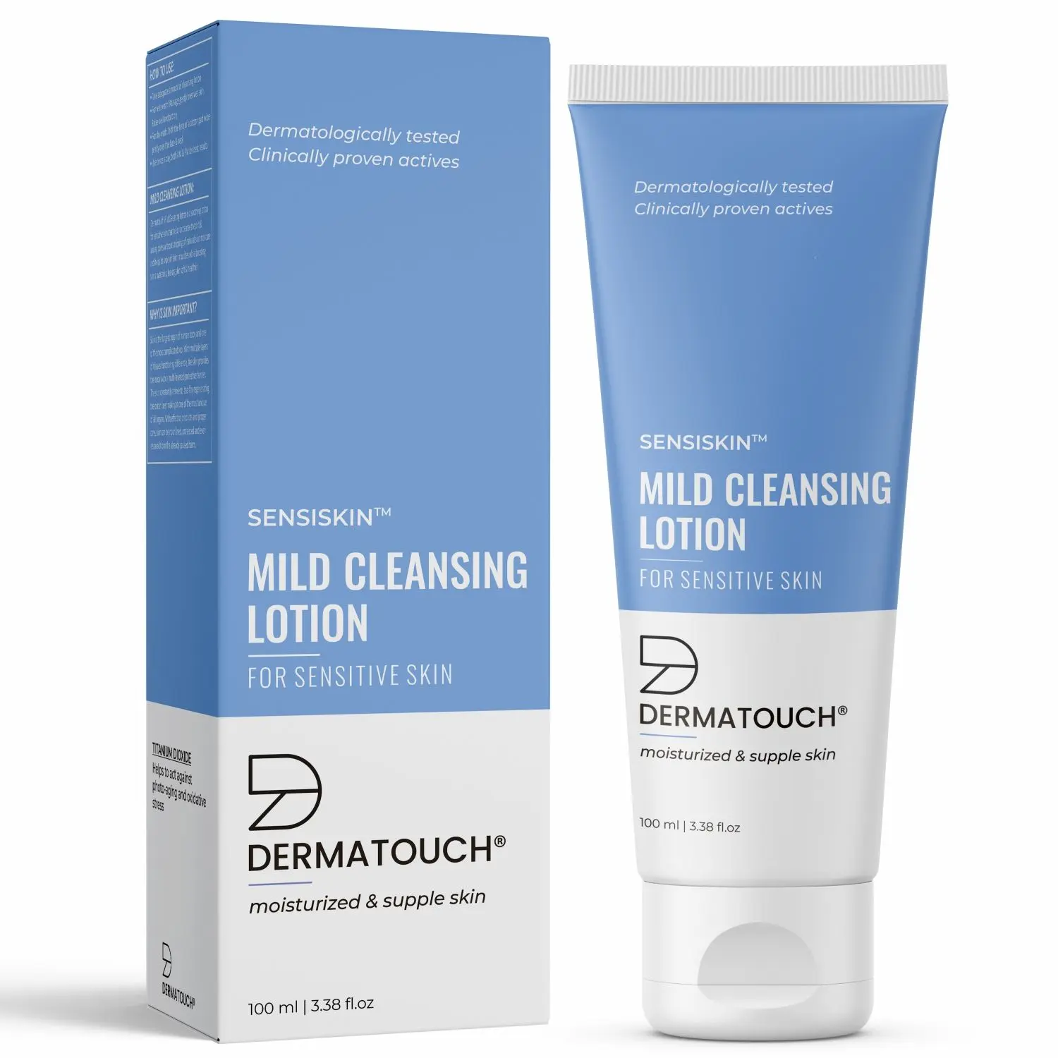 DERMATOUCH Mild Cleansing Lotion for Sensitive Skin | Gentle Cleanser for Men & Women |Moisturized, & Supple Skin- 100ML