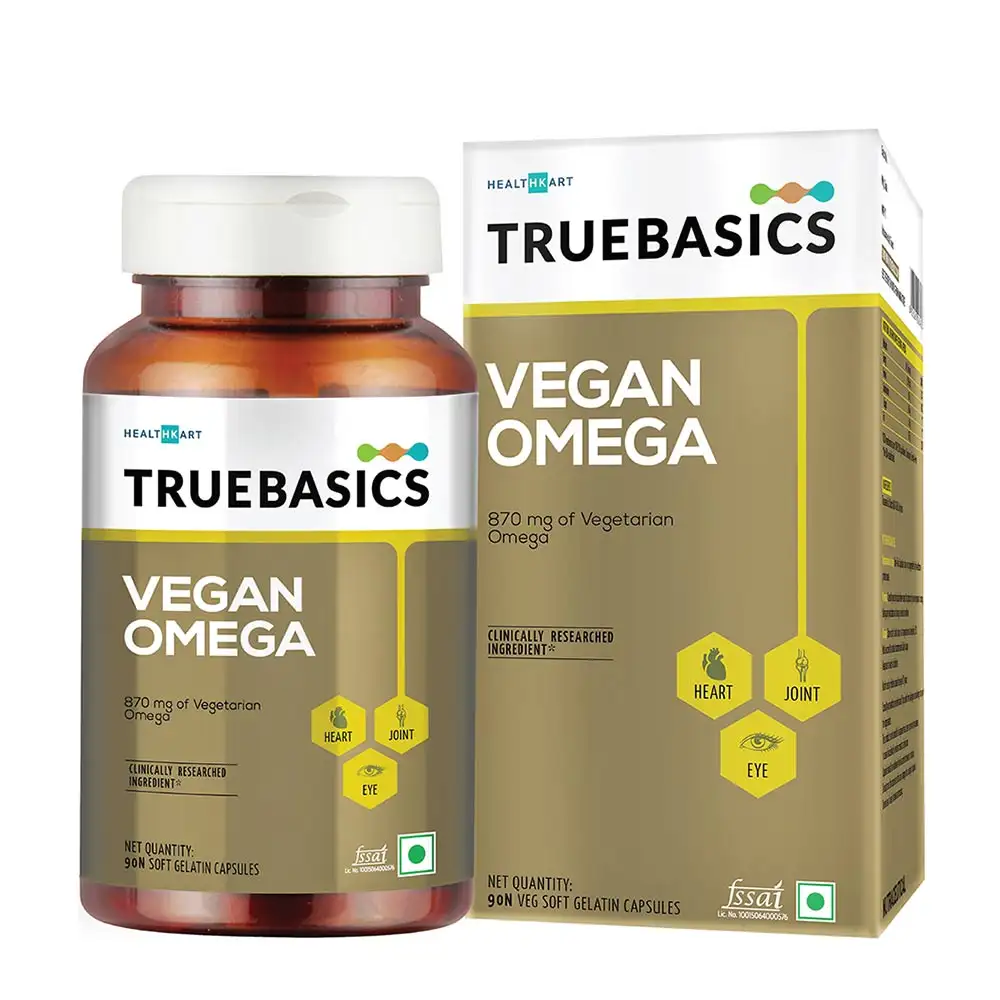 TrueBasics Vegan Omega 870mg of Vegetarian Omega Fatty Acids OP,  90 softgels