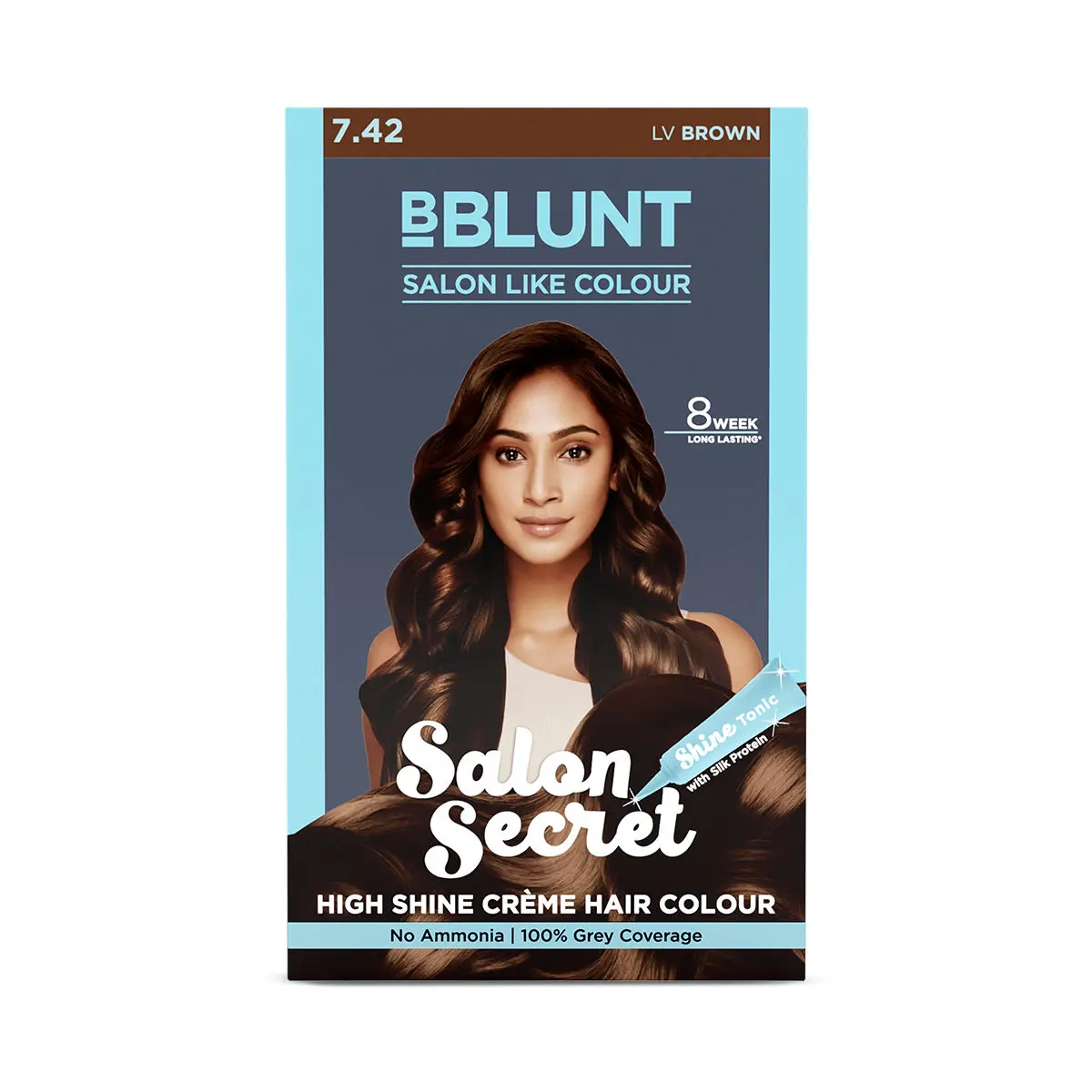 BBLUNT Salon Secret High Shine Creme Hair Colour - LV Brown - 50g + 50ml + 8ml