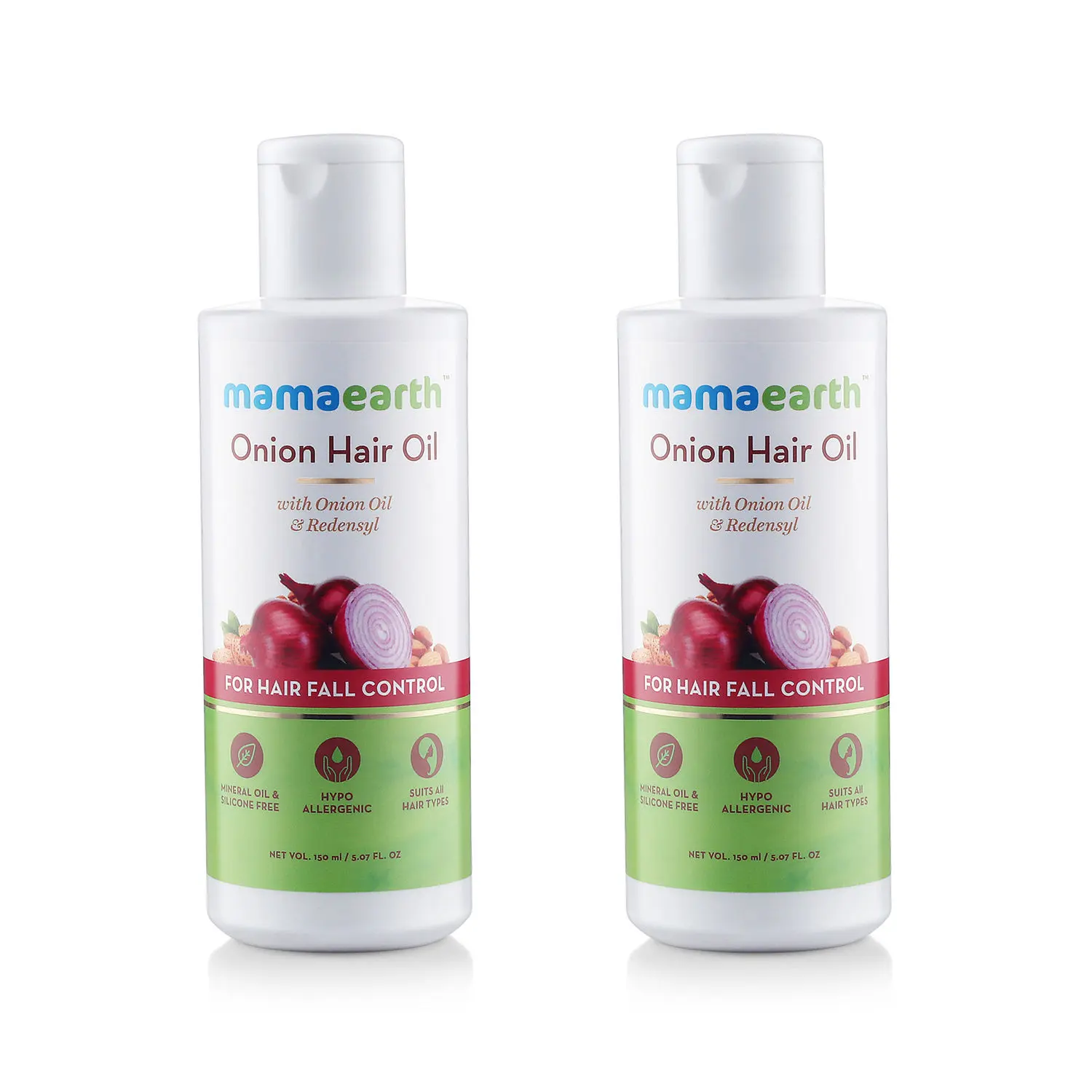 Mamaearth Onion Oil For Hair Regrowth & Hair Fall Control With Redensyl (150 ml) Pack Of 2