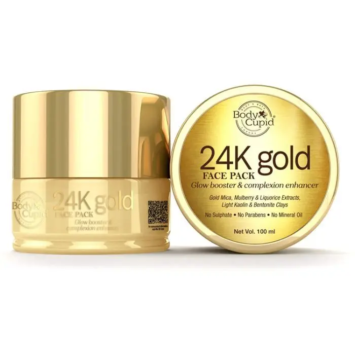 Body Cupid 24K Gold face Pack - with Gold mica Powder and Mulberry & Liquorice extract - Glow Booster & Complexion enhancer - No Sulphate , Parabens , Minerals Oil - (100 ml)