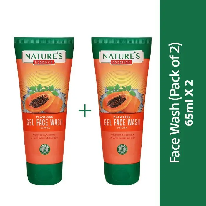 Natures Essence Flawless Gel Face Wash Papaya, 65 ml (Pack of 2) - 65ml