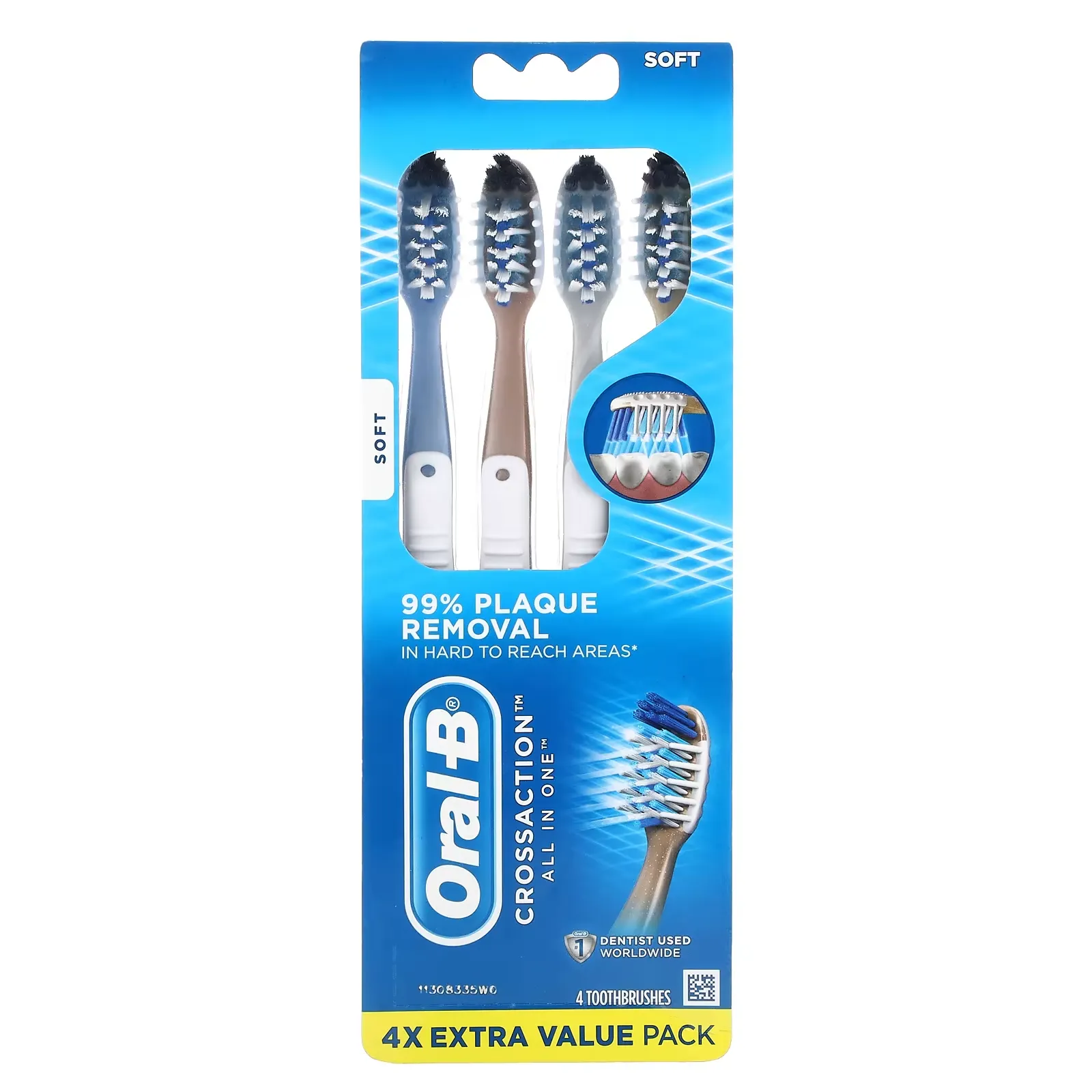 CrossAction All In One Toothbrush, Soft,  4 Toothbrushes