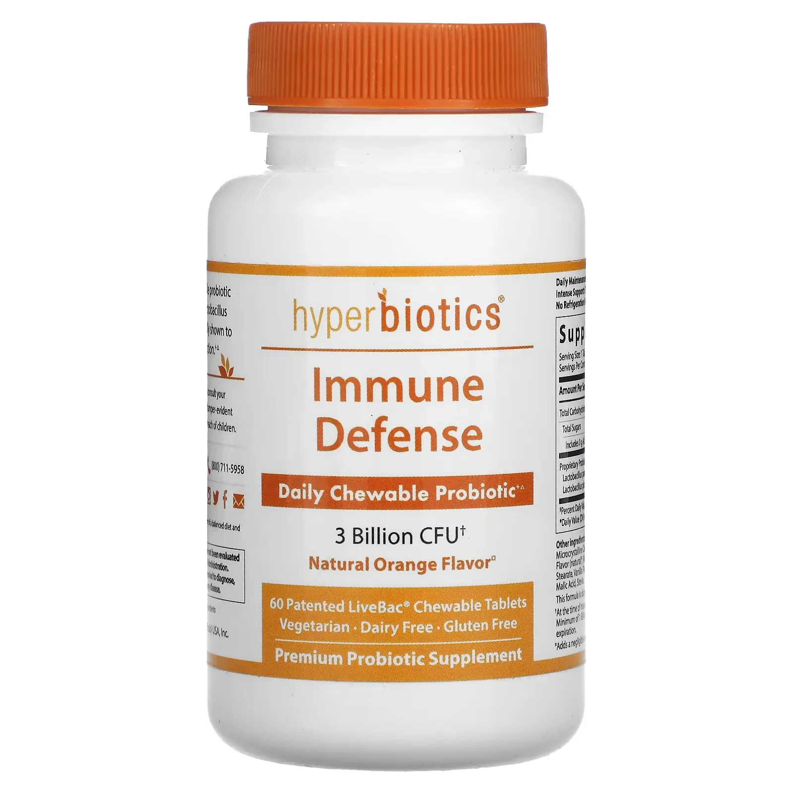 Immune Defense, Natural Orange, 3 Billion CFU, 60 Chewable Tablets