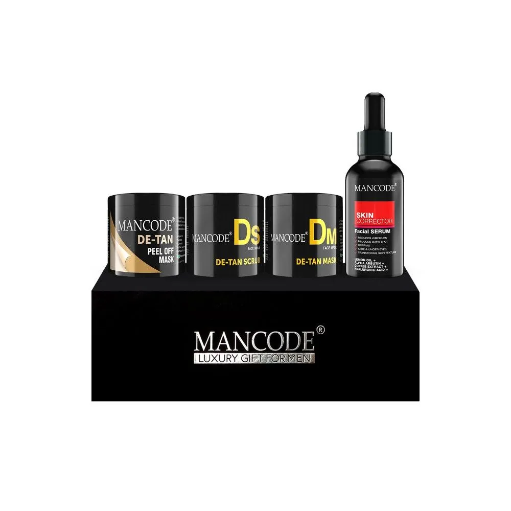 ManCode Tan Removal Luxury Gift Set -11 (De Tan Peel Of Mask + Scrub + Mask + Skin Corrector Serum)