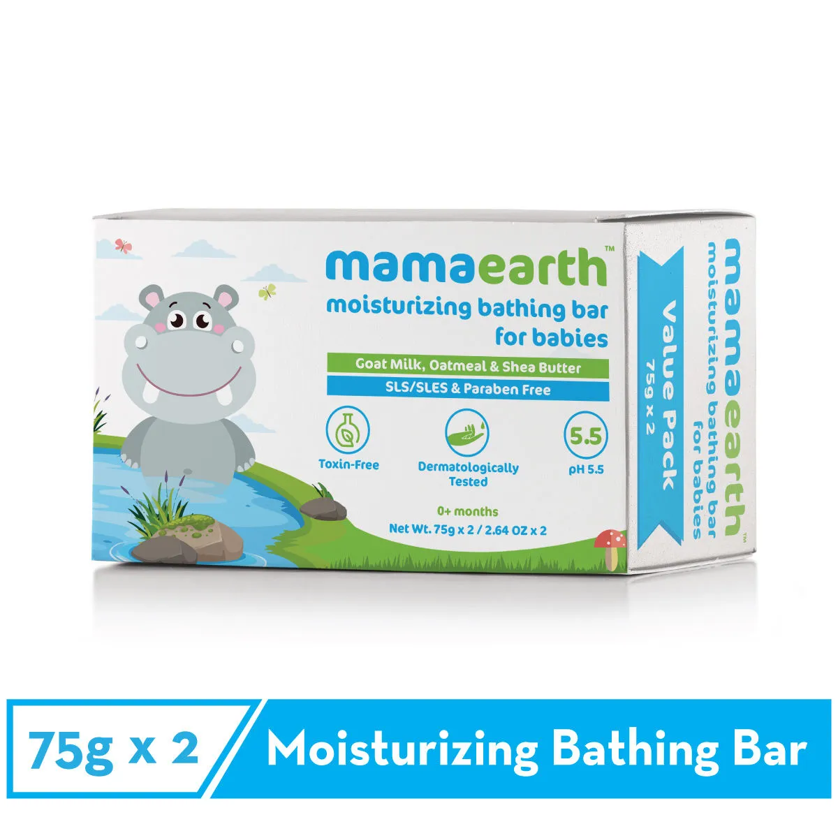 Mamaearth Moisturizing Baby Bathing Soap Bar (Value Pack 75gm x 2)