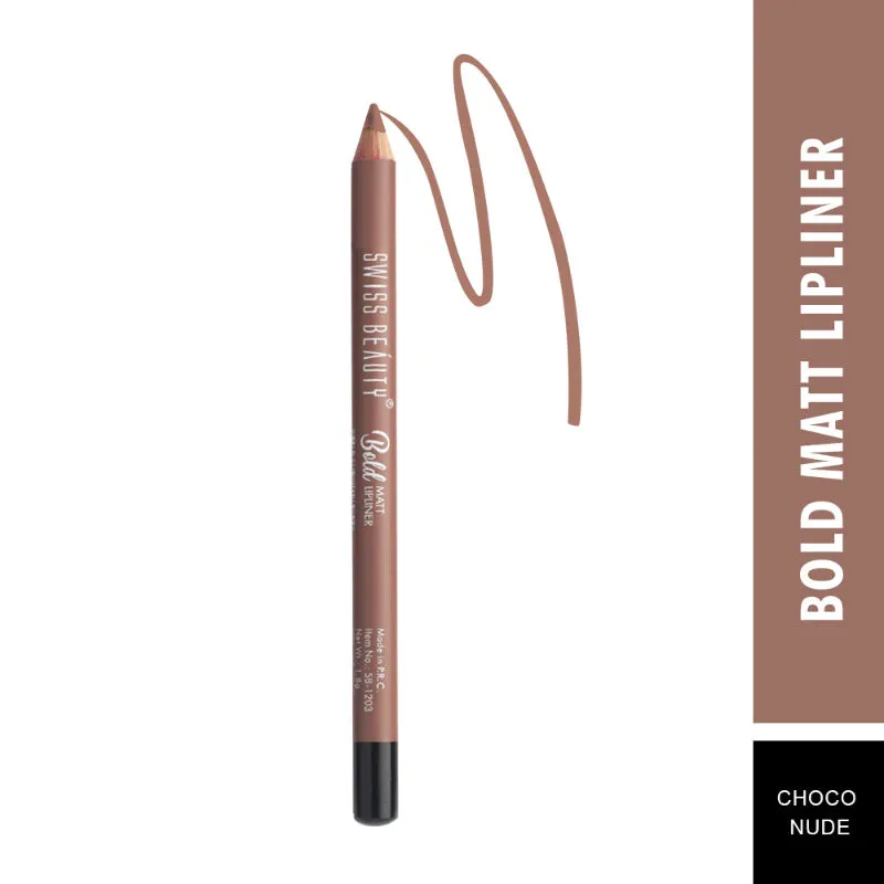 Swiss Beauty Bold Matte Lip Liner Pencil Set with Smudge Free and Waterproof Formula - 3 Choco Nude