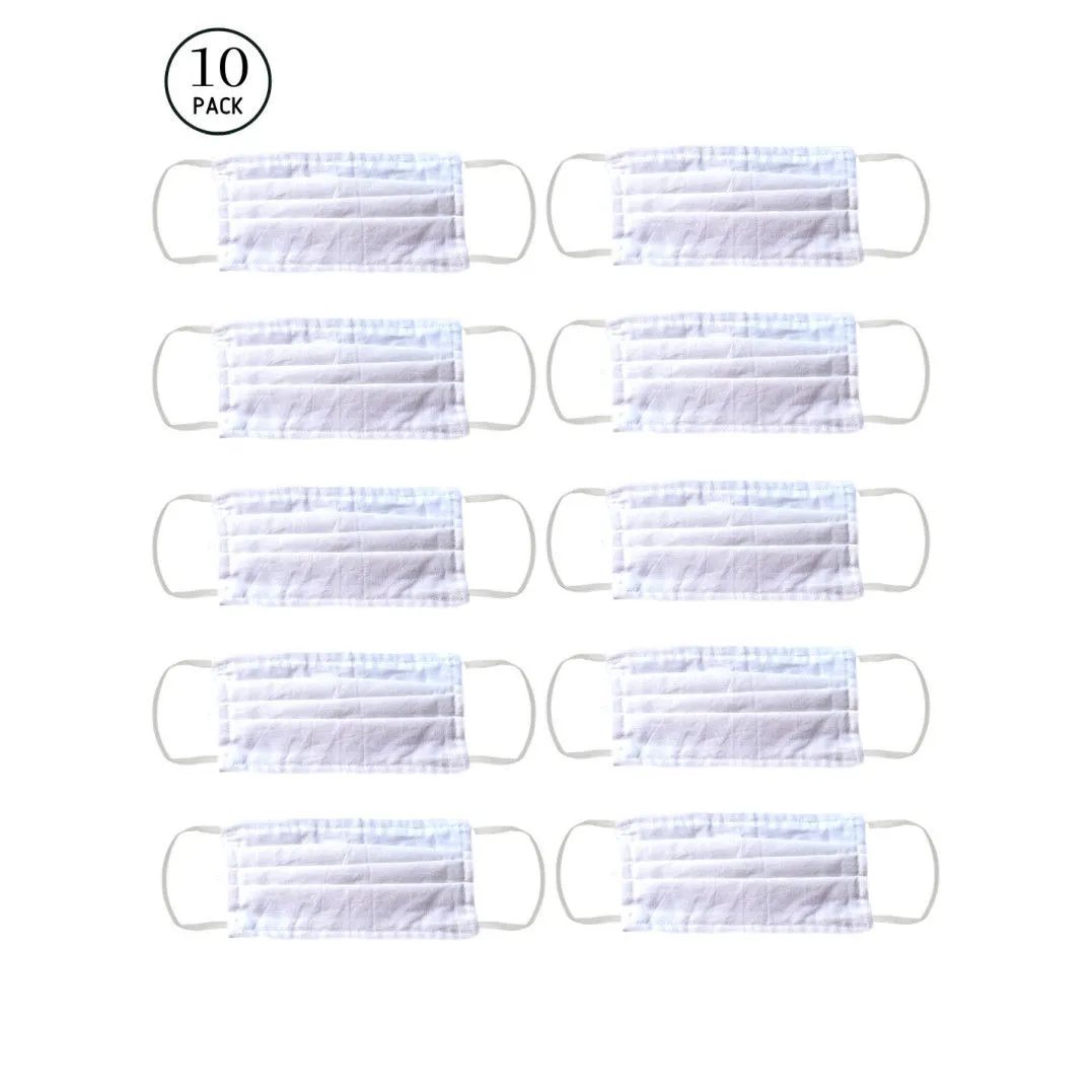 Bellofox 3-Ply White Solid White Cotton Face Mask (Pack Of 10)