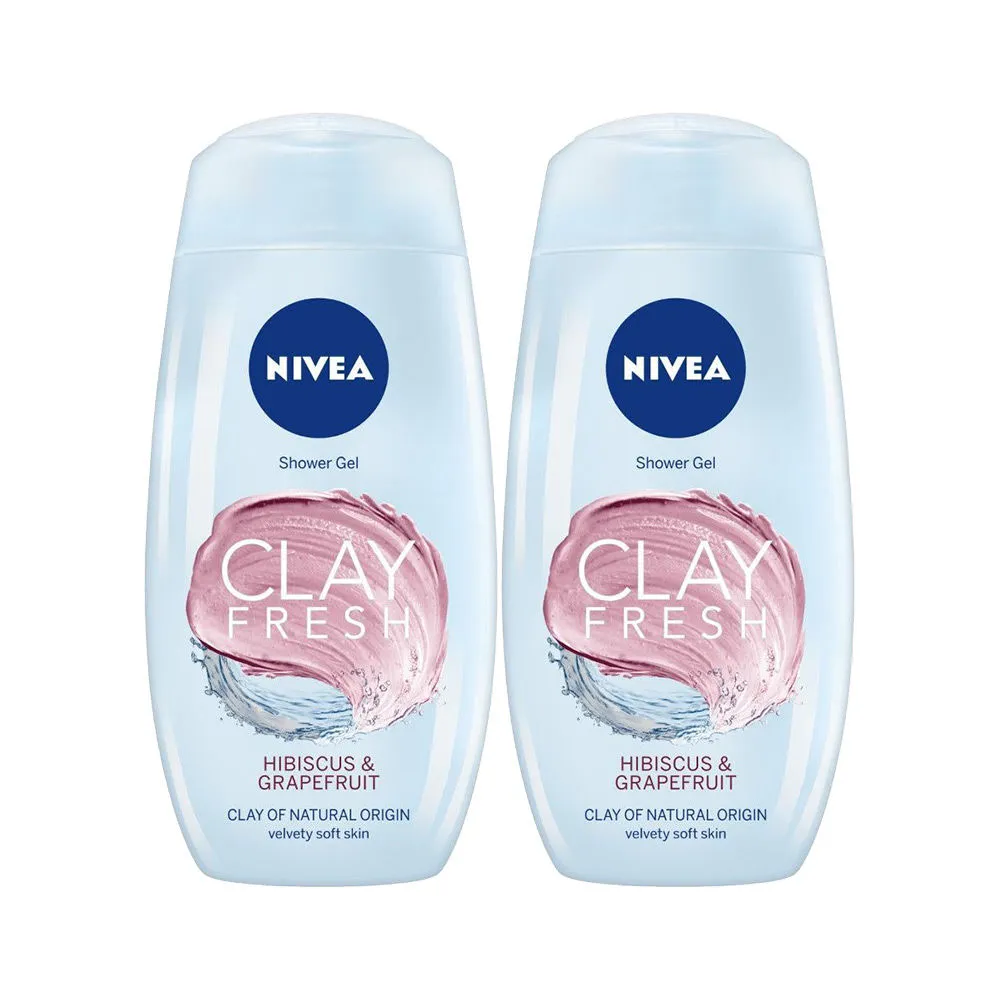 Nivea Clay Fresh Hibiscus & Grapefruit Shower Gel Combo (Pack Of 2)