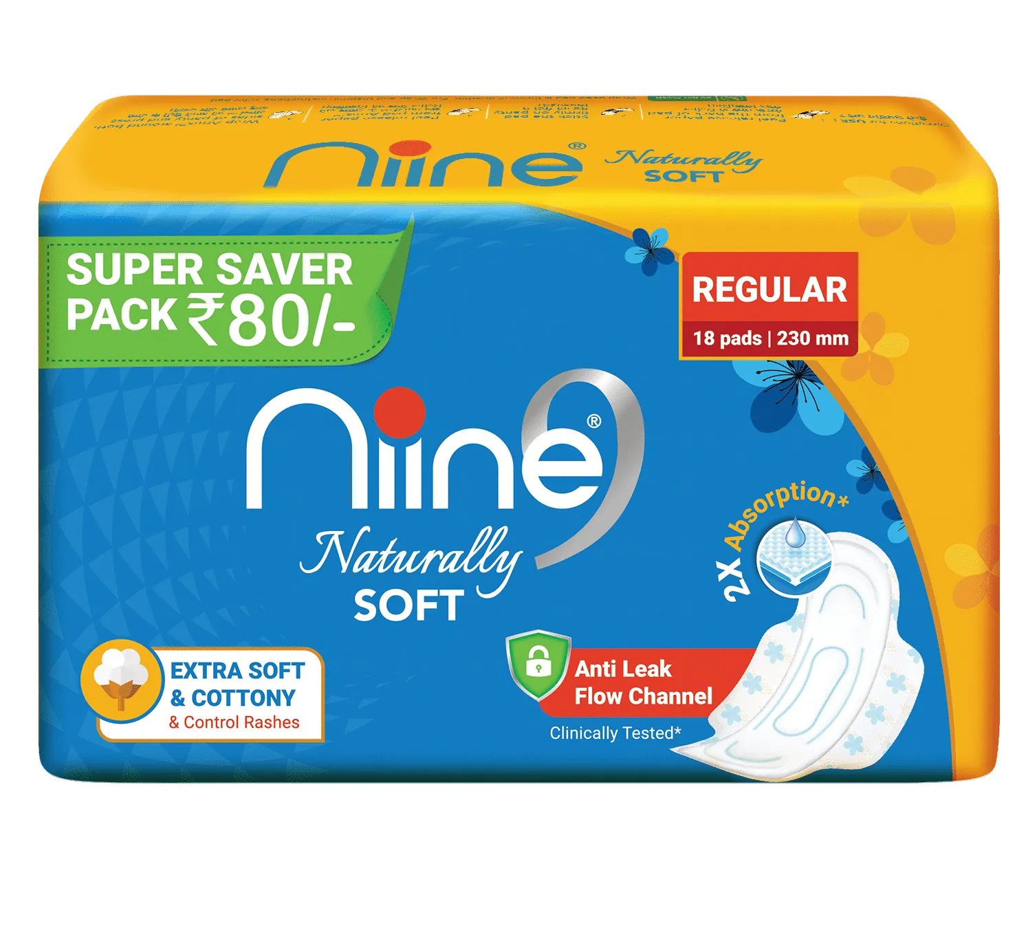 Niine Super Saver Pack Naturally Soft Sanitary Napkin Regular - 230mm