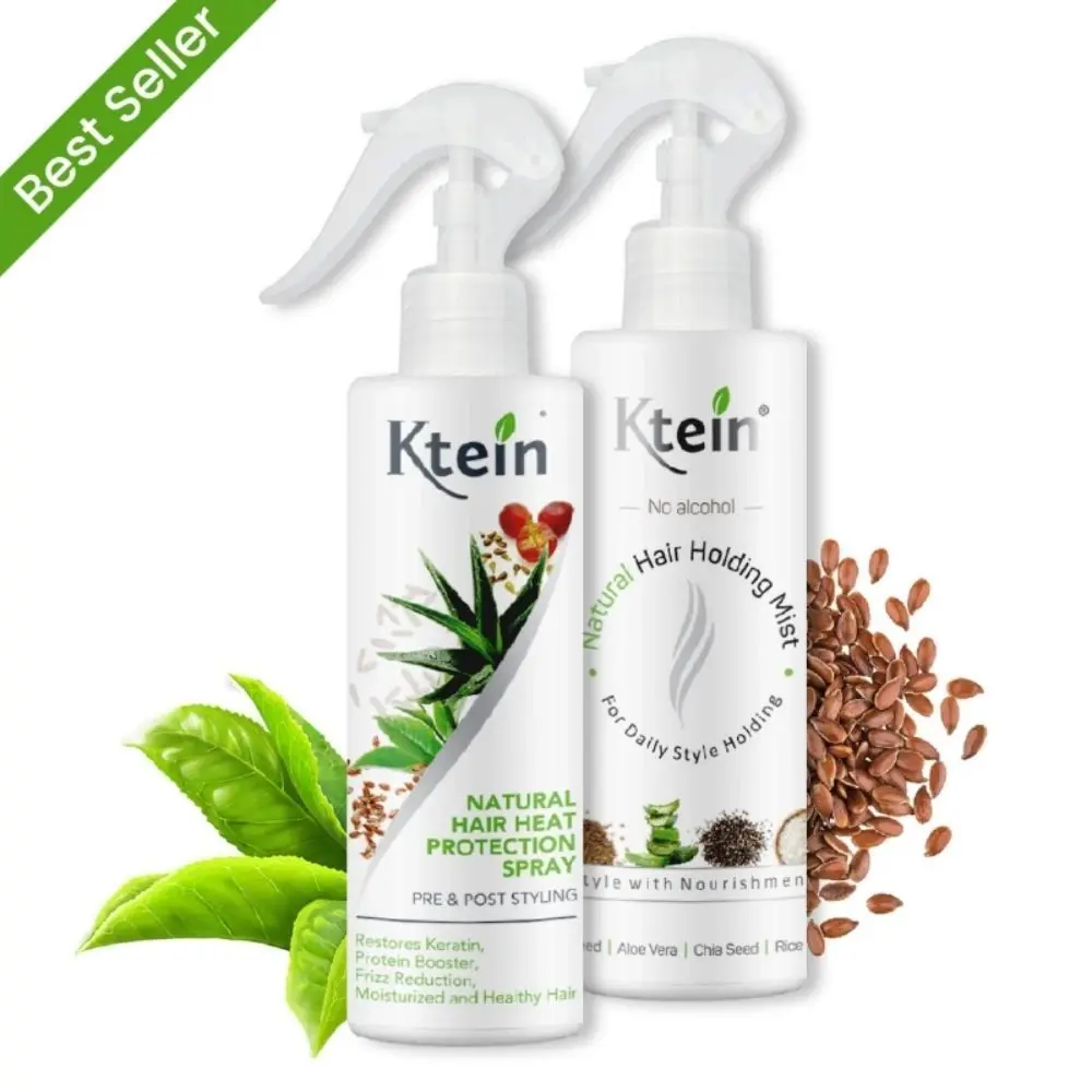 Ktein Combo: Ktein Natural Hair Heat Protectant Spray 200ml and Ktein Holding Spray (200 ml)