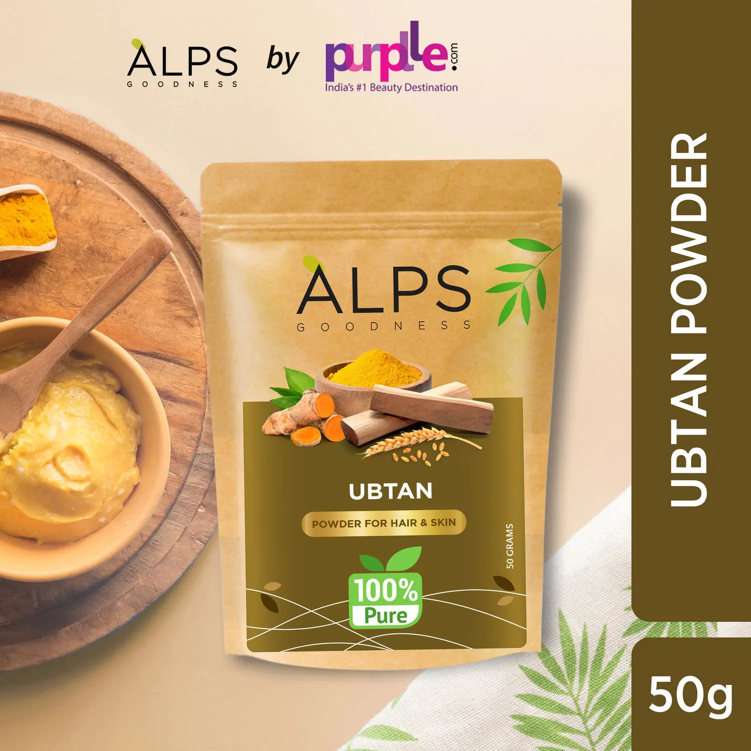 Alps Goodness Powder - Ubtan (50 g) | 100% Natural Powder | No Chemicals, No Preservatives, No Pesticides | Detan Face Pack | Tan Removal Face Pack