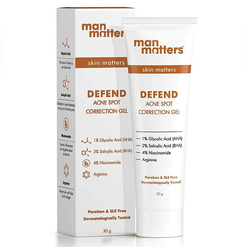 Man Matters Defend Acne Spot Correction Gel Helps Remove Acne & Acne Scars (paraben & Sls Free)