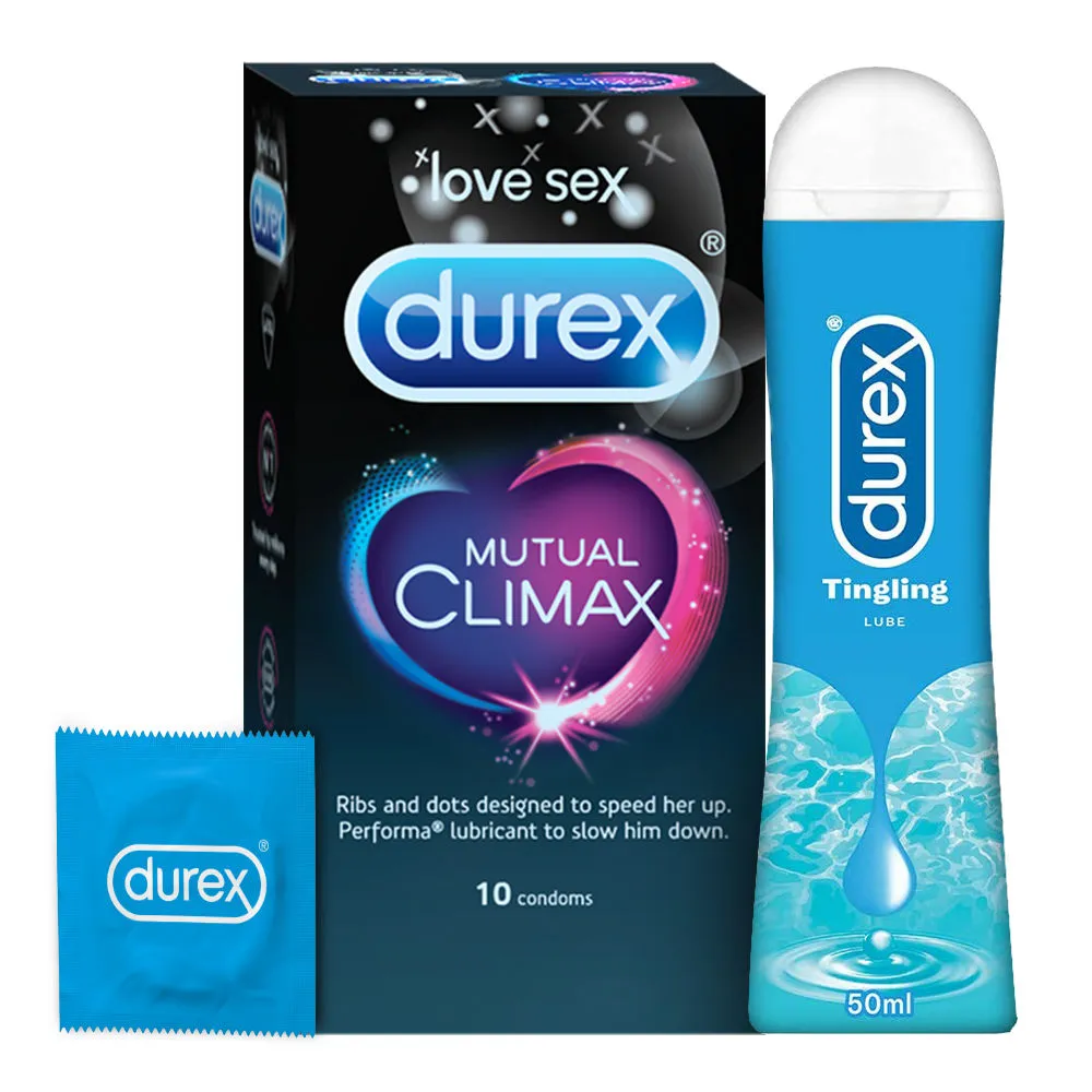 Durex Mutual Climax Condoms - 10Pcs with Lube Tingling Lubricant Gel