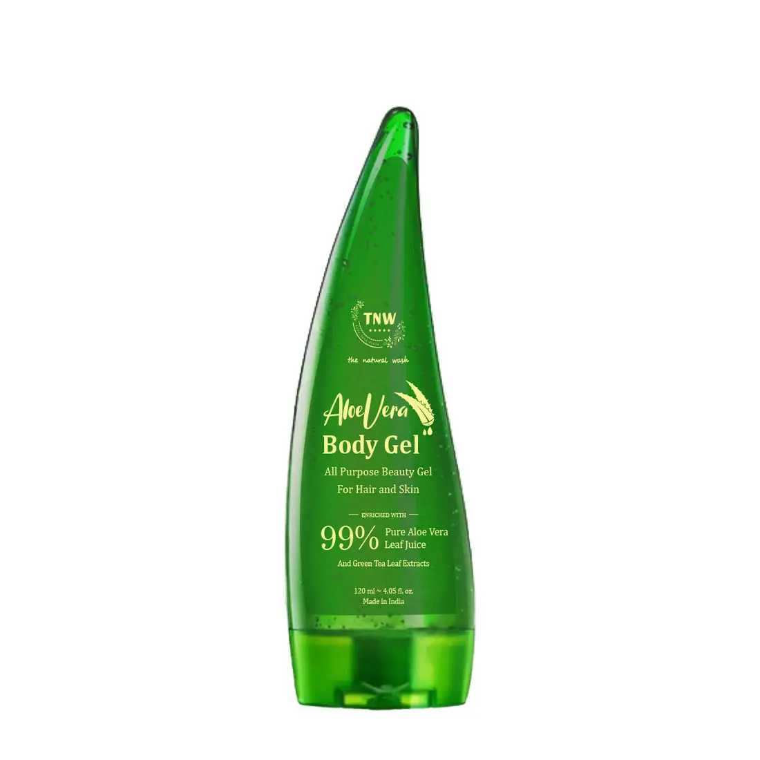 TNW a€“ The Natural Wash Aloe Vera Body gel with 99% Pure Aloe leaf juice and Green Tea Extracts 120gm | For moisturising skin | Soothes irritation | Radiant & glowing skin