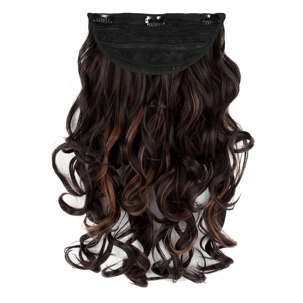 Streak Street Clip-in 18'' Soft Curls Dark Brown Hair Extensions With Copper Highlights