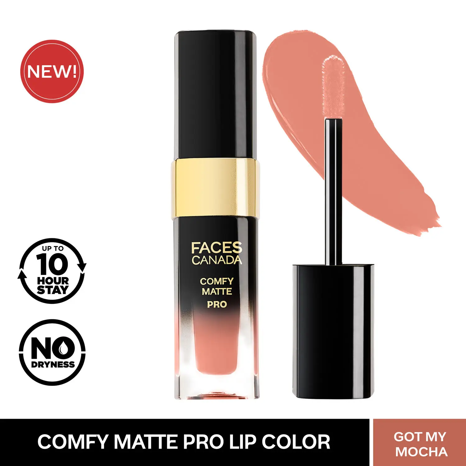 FACES CANADA COMFY MATTE PRO LIP COLOR GOT MY MOCHA 17 5.5ml I 10hr stay I Transfer-proof I Matte Finish I Almond Oil I Macadamia Oil I Nourishing I Moisturizing I No Dryness I Alcohol-Free