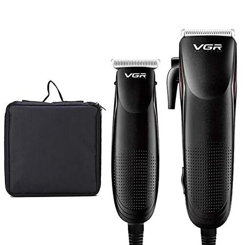 VGR Corded Professional Clipper And Trimmer Combo Kit (Black)