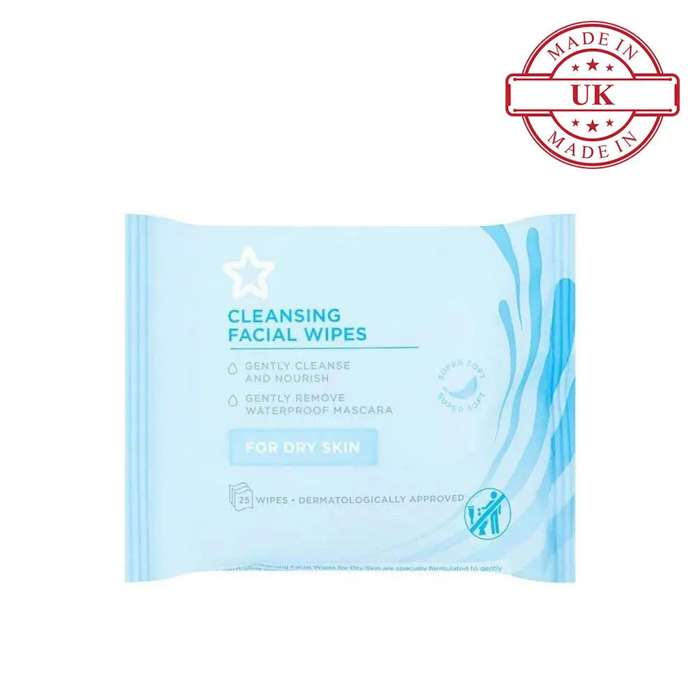 Superdrug Essential Facial Cleansing Wipes X25 (For Dry & Sensitive Skin Care)